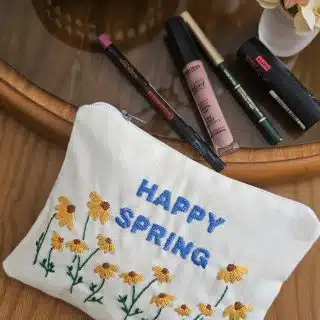 Spring Hand-embroidered Cotton pouch