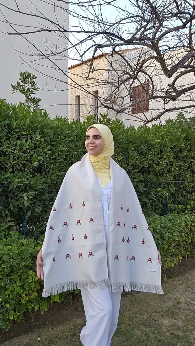 Burgundy Roses Hand-embroidered Natural Cotton Shawl 3 20250424 1804581 scaled