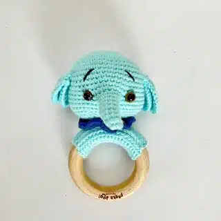 Ellie The Elephant - Wooden Ring Rattle