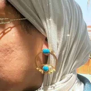 حلق مطعم ب احجاز فيروز نحاس مطلي دهب