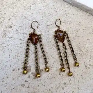 حلق نحاس حجر عقيق مطلي ذهب