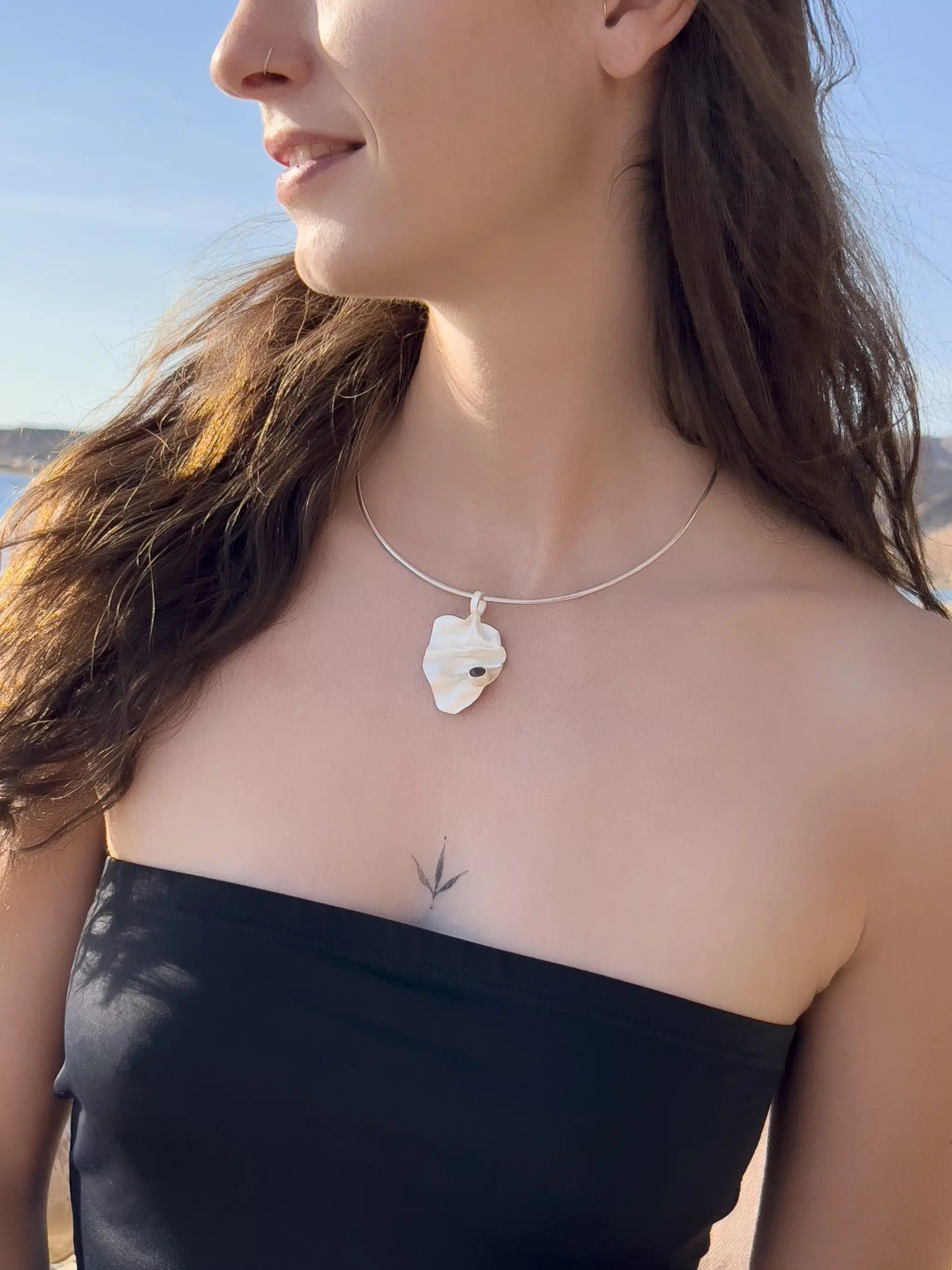 Handmade Sterling Matte Silver Agate Gemstone Pendant (Code 943) 1 Handmade Sterling Matte Silver Agate Gemstone Pendant (Code 943)