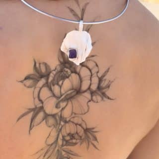 Handmade Sterling Matte Silver Pendant with an Amethyst Gemstone (Code 945)