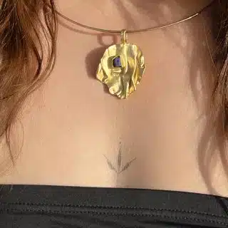 Handmade Gold Platted Sterling Silver Pendant with a Lapis Lazuli Gemstone (Code 946)