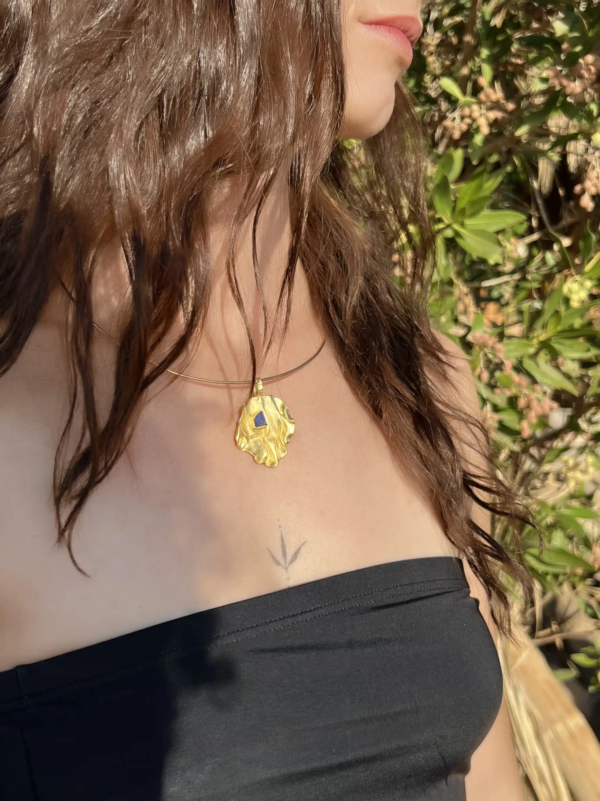 Handmade Gold Platted Sterling Silver Pendant with a Lapis Lazuli Gemstone (Code 946) 2 946 2 scaled