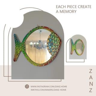 Hand painted fish mirror beautiful for your summer house