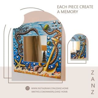 Hand painted square mirror
