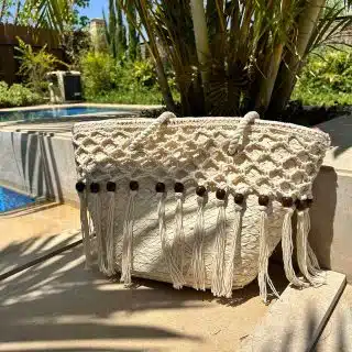 Fish net inspired beach bag