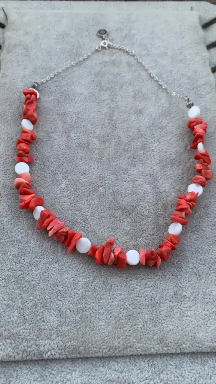925 Silver pink coral and seashell necklace 2 IMG 20250410 WA0020