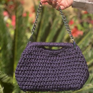 Purple crochet clutch