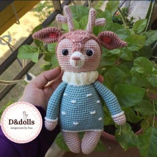 Deer amigurumi crochet stuffed animal doll