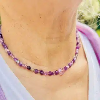Multi shaped beads, amethyst necklaces.