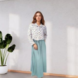 Modest-Floral-Print-Blouse-and-Mint-Green-Skirt