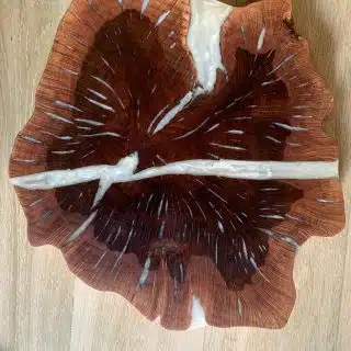 unshaped side table wood with epoxy , Zan leg -45cm