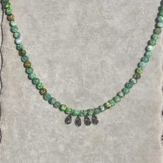 925 Silver Green Faceted Fire Agate Necklace