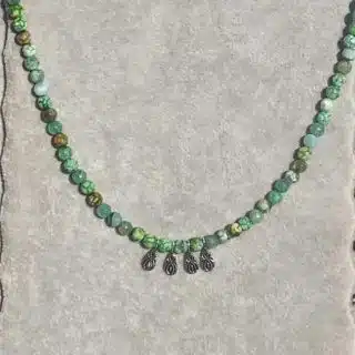 925 Silver Green Faceted Fire Agate Necklace