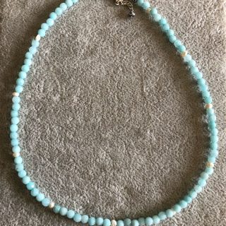 925 Silver Baby Blue Agate Necklace