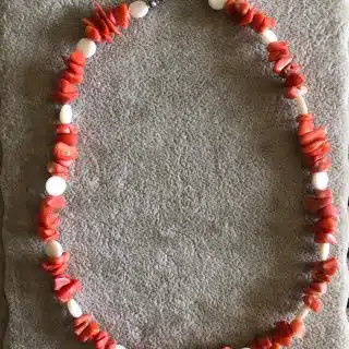 925 Silver pink coral with Seashells Necklace
