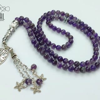 99 beads rosary made of natural amethyst stones