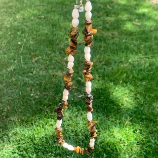 925 Silver Tiger-Eye & Seashells Necklace