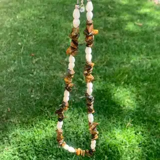 925 Silver Tiger-Eye & Seashells Necklace