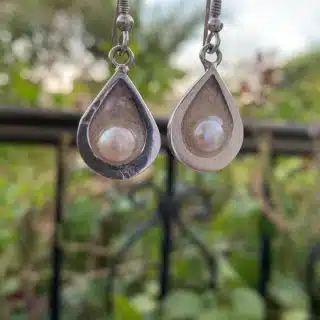 925 Silver Luminous Pearl & Enamel Elegance Earrings