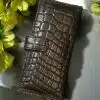Natural leather long wallet black crocodile with magnet lock