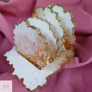 Set of resin coasters with holder