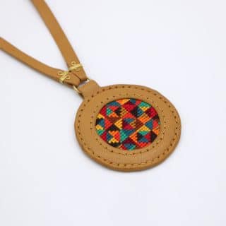 Genuine leather necklace with colorful Cross-stitching