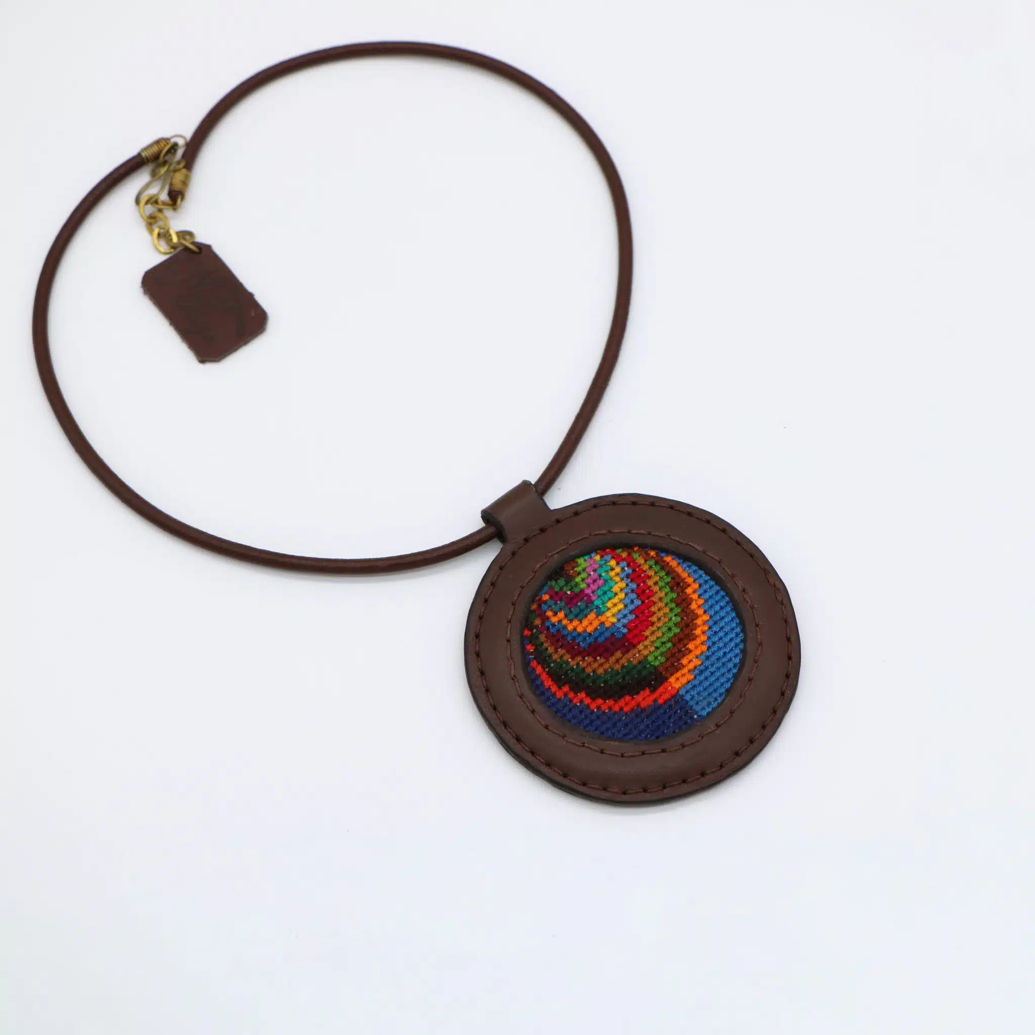 Genuine leather necklace with colorful Cross-stitching. 2 leather accssesories 55 scaled