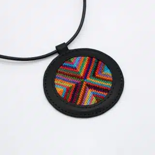 Genuine leather necklace with colorful Cross-stitching