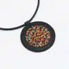 Genuine leather necklace with colorful Cross-stitching.