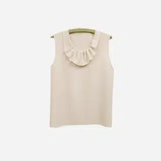 Sleeveless Ruffled Neckline Top