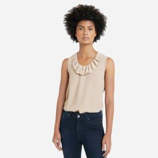 Sleeveless Ruffled Neckline Top