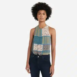 Sleeveless Top with Printed Detail