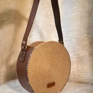 Genuine leather shoulder bag, jute bag