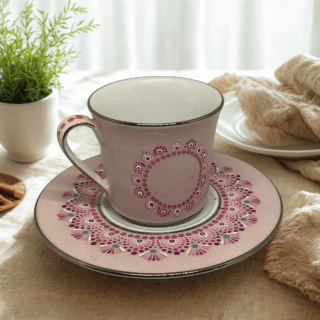 Customized mandala dots espresso mug with plate