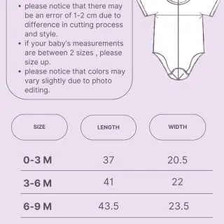 baby bodysuits size chart