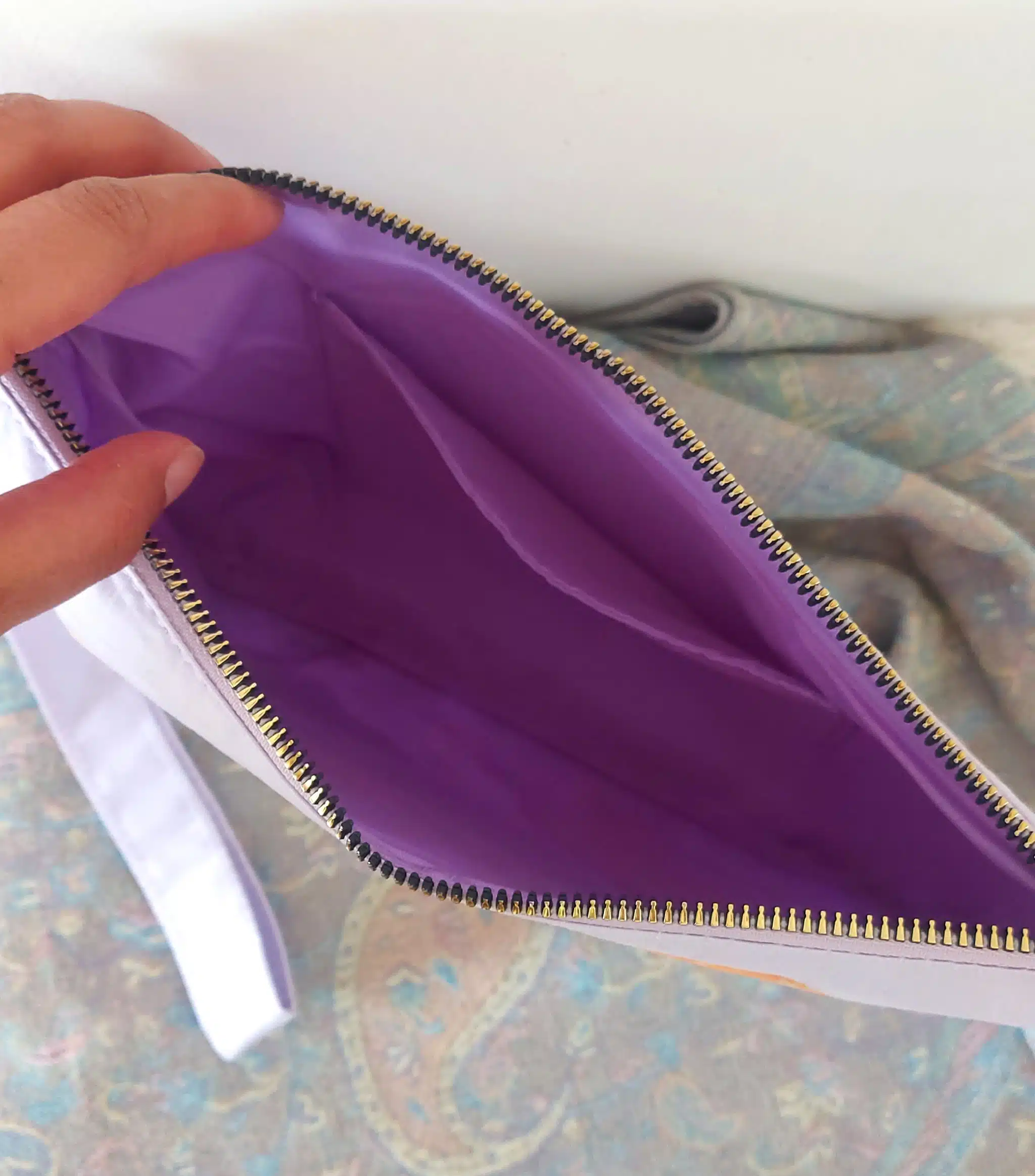 Lemon Handmade Fabric Painting Lavender clutch 2 20250502 133718 scaled