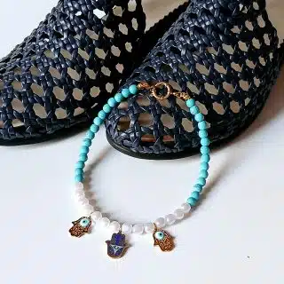 Pearl Turquoise Hamsa Anklet