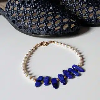 Dark blue and pearl anklet