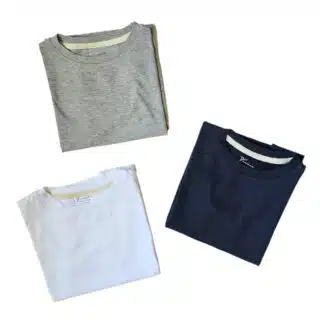 3-piece basic T-shirt bundle (Navy blue/White/Grey)