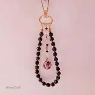 black / rose bag charms