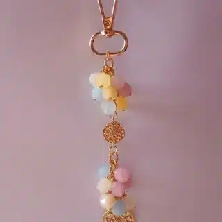 pastel coloured bag charms