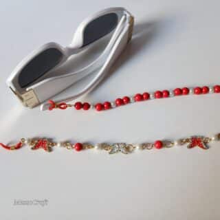 Red/White butterflies glasses chain