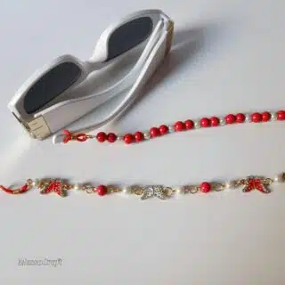 Red/White butterflies glasses chain