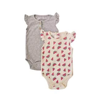 100% cotton 2-pack ruffle bodysuit watermelons set