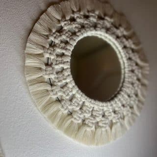 Macrame rope round mirror
