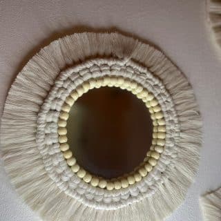 Macrame rope round mirror