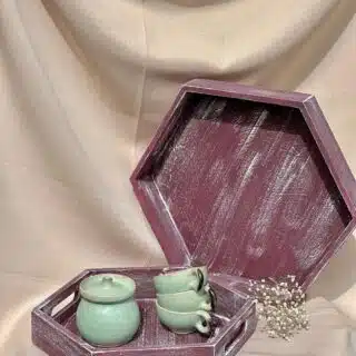 burgundy hexagon trays set